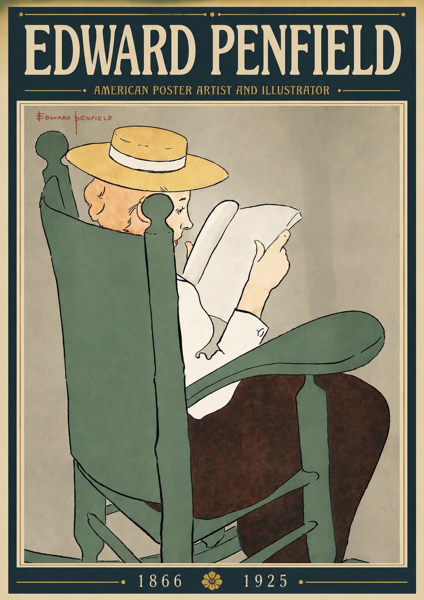 Edward Penfield Reading Woman in a Rocking Chair No4 - Póster