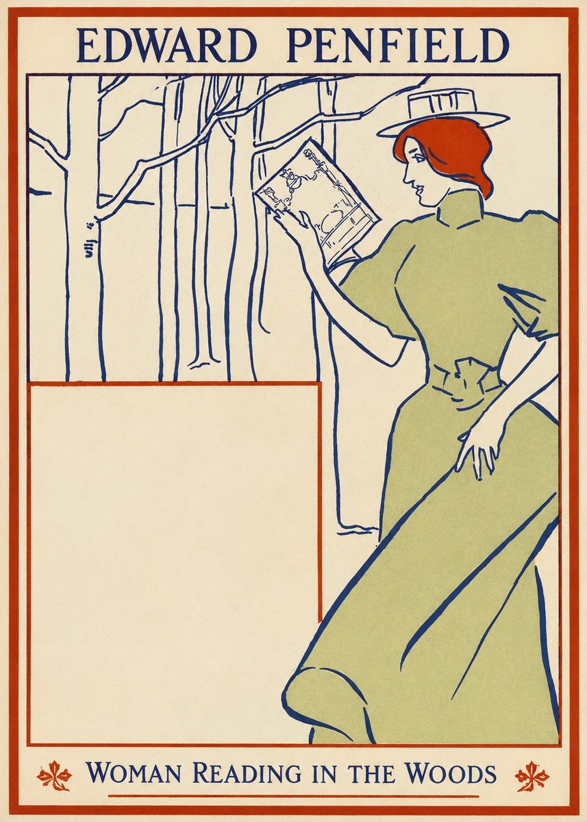 Edward Penfield Woman Reading in the Woods No1 - Póster