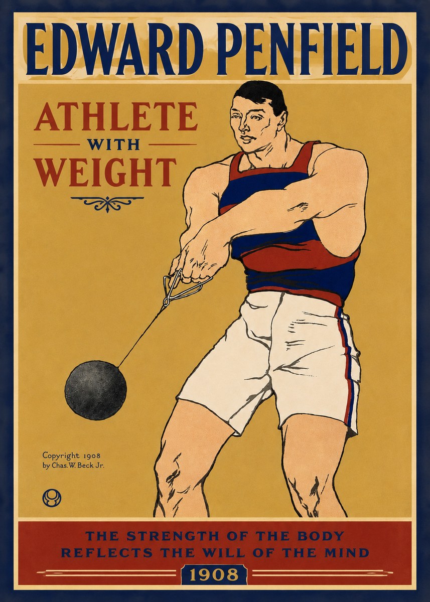 Edward Penfield Athlete with Weight No3 - Póster