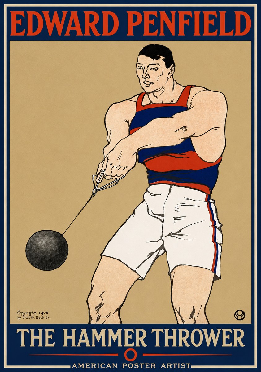 Edward Penfield Athlete with Weight No5 - Póster
