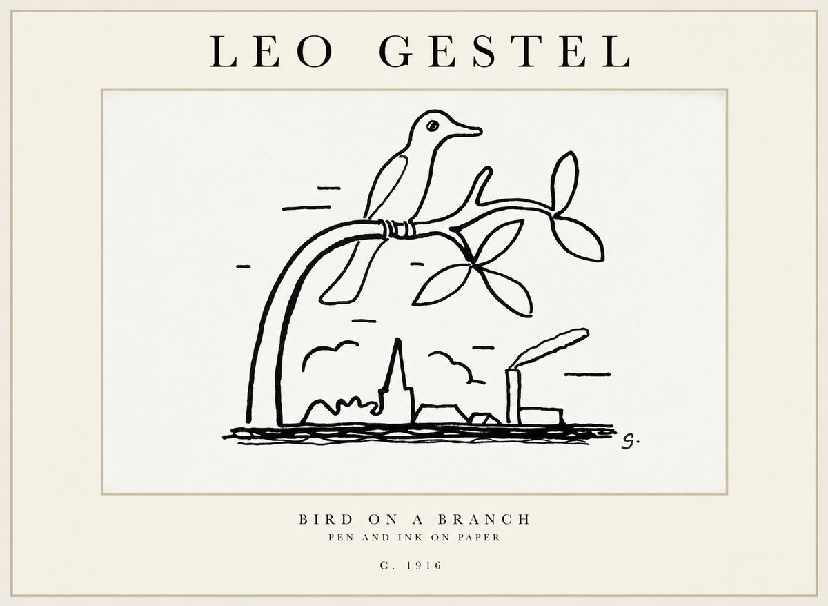 Leo Gestel Bird on a Branch No2 - Póster