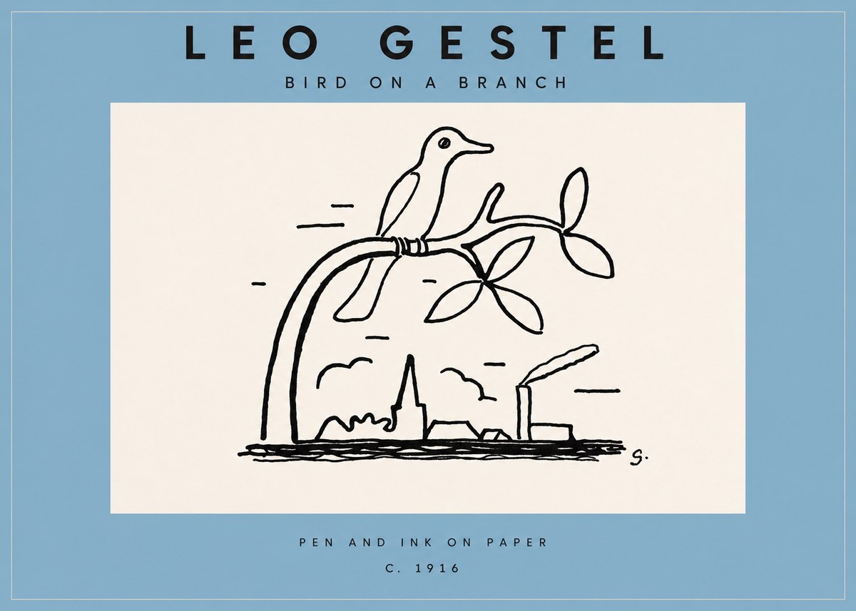 Leo Gestel Bird on a Branch No3 - Póster