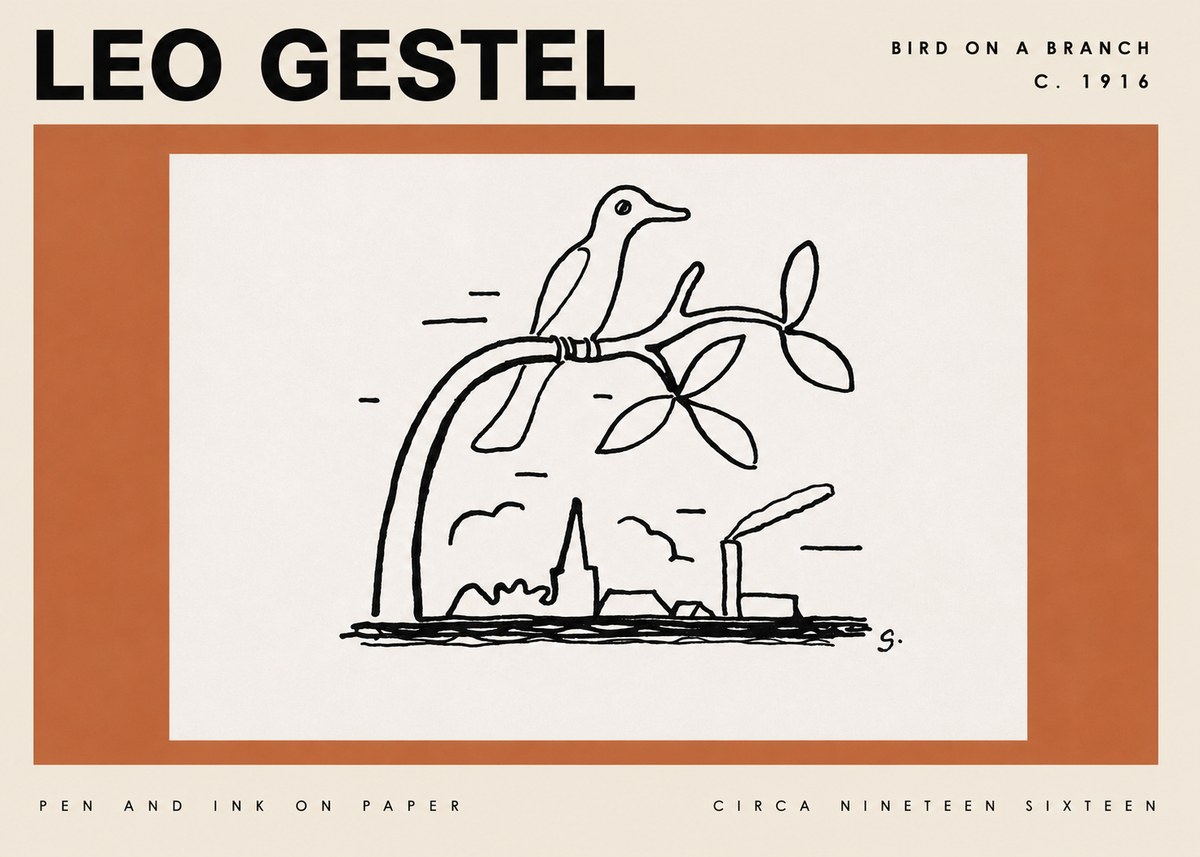 Leo Gestel Bird on a Branch No4 - Póster