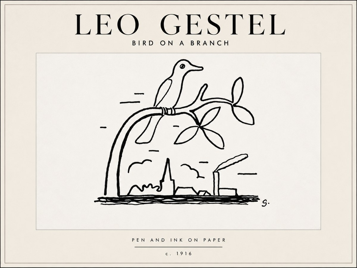 Leo Gestel Bird on a Branch No5 - Póster