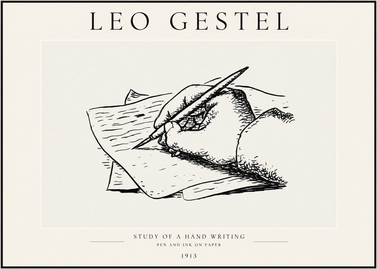 Leo Gestel Study of a Hand Writing No1 - Póster