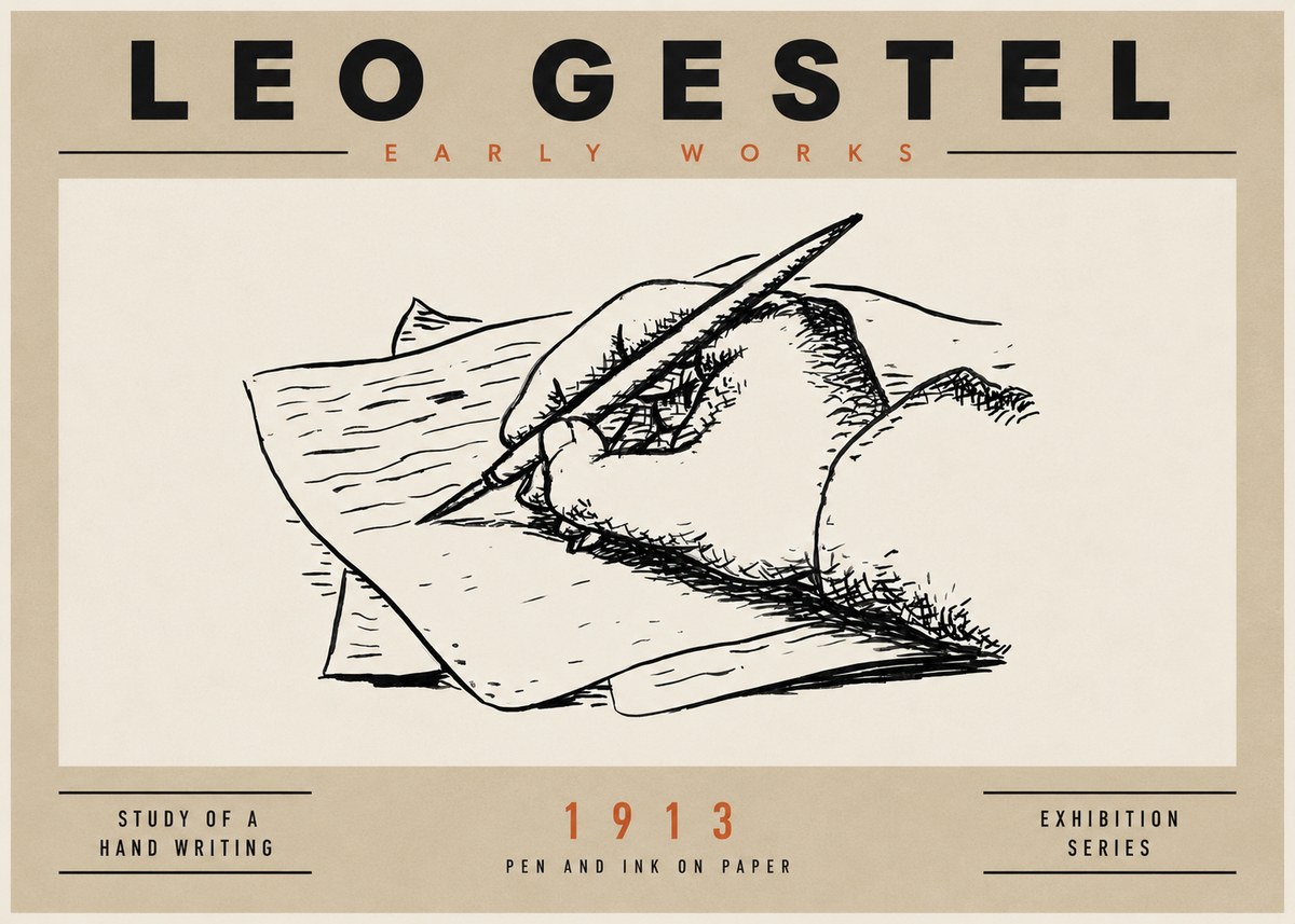 Leo Gestel Study of a Hand Writing No4 - Póster