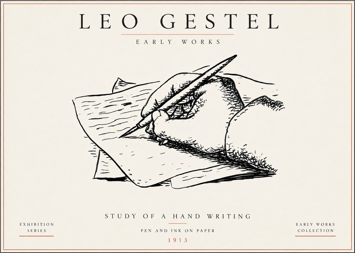 Leo Gestel Study of a Hand Writing No5 - Póster