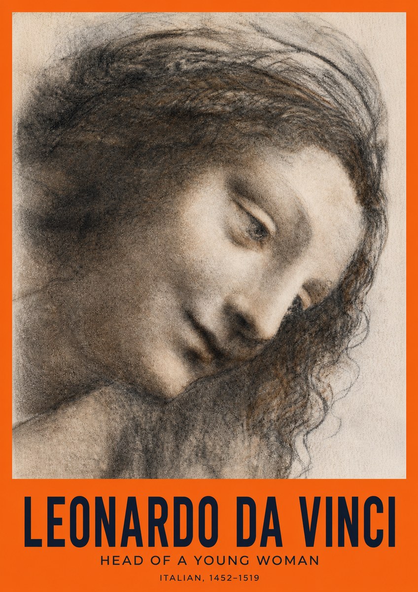 Leonardo da Vinci Head of a Young Woman I No2 - Póster