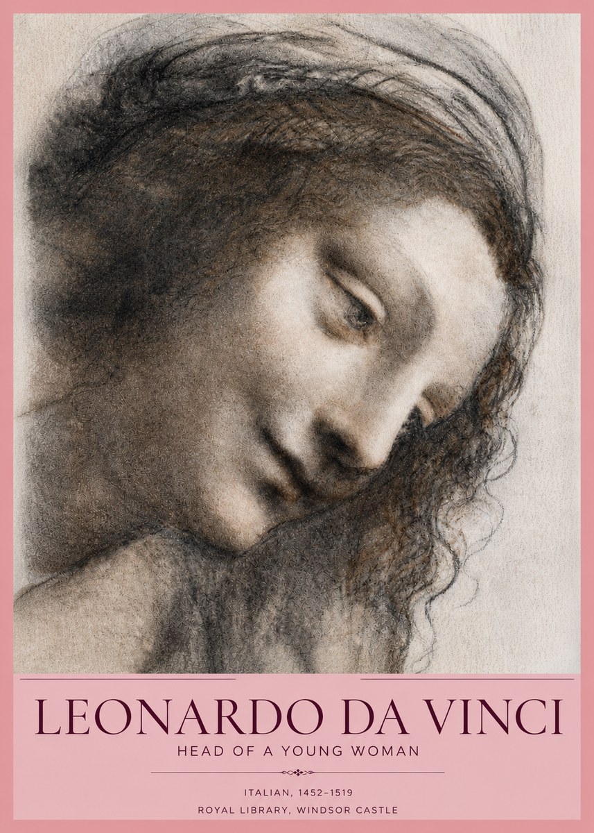 Leonardo da Vinci Head of a Young Woman I No3 - Póster