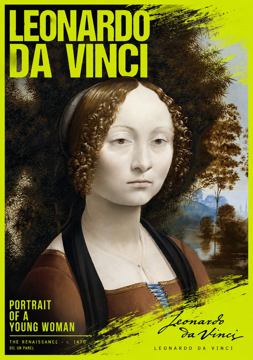 Leonardo da Vinci Portrait of a Young Woman I No2 - Póster