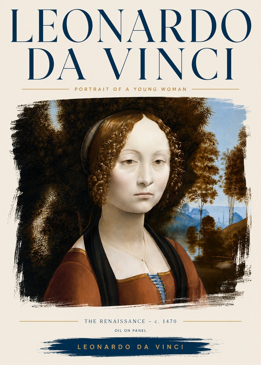 Leonardo da Vinci Portrait of a Young Woman I No6 - Póster