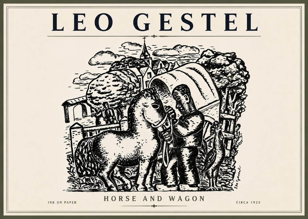 Leo Gestel Horse and Wagon No3 - Póster
