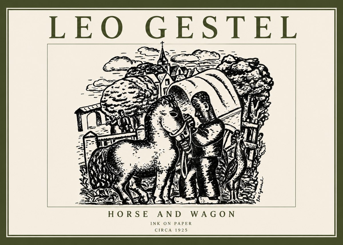 Leo Gestel Horse and Wagon No5 - Póster