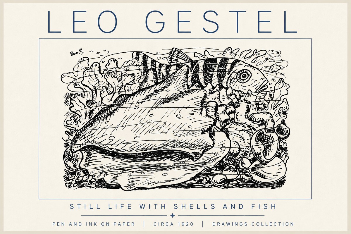 Leo Gestel Still Life with Shells and Fish No6 - Póster