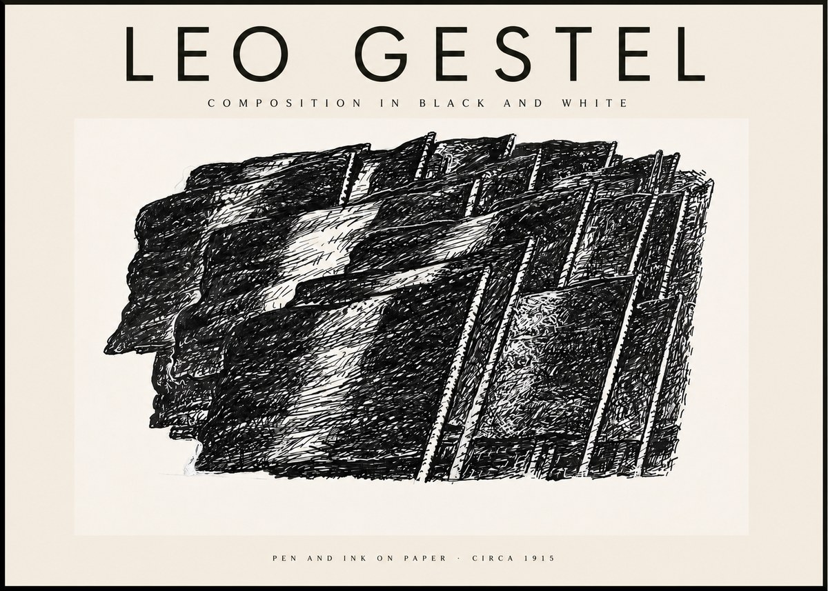 Leo Gestel Composition in Black and White No2 - Póster