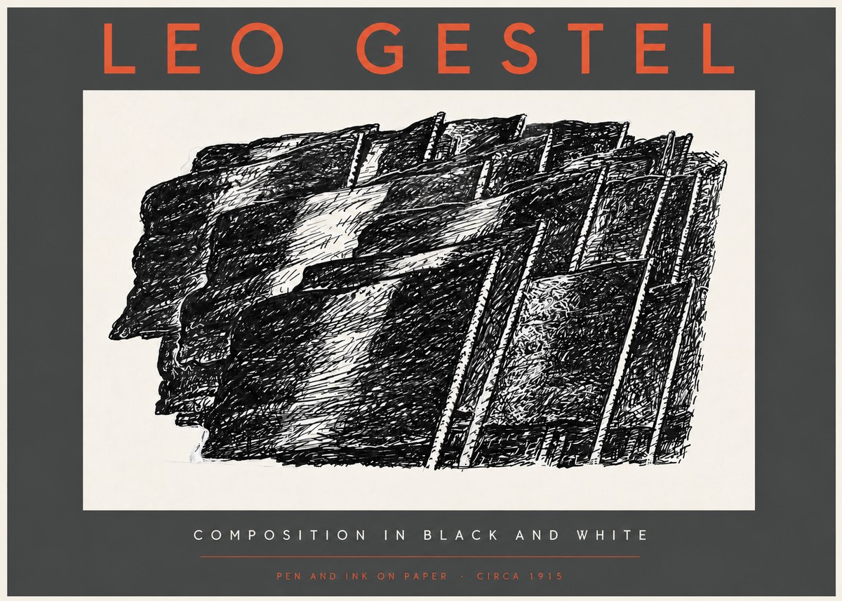 Leo Gestel Composition in Black and White No3 - Póster