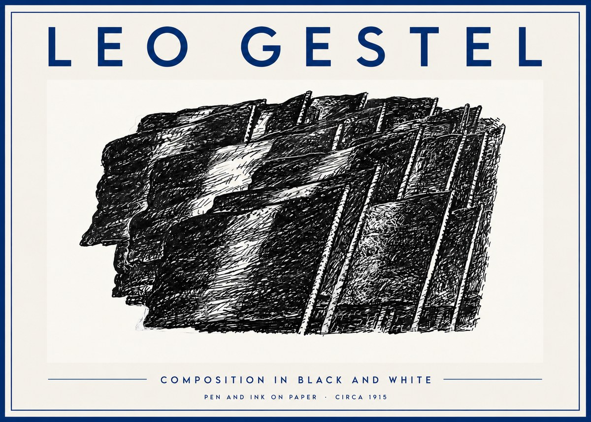 Leo Gestel Composition in Black and White No5 - Póster