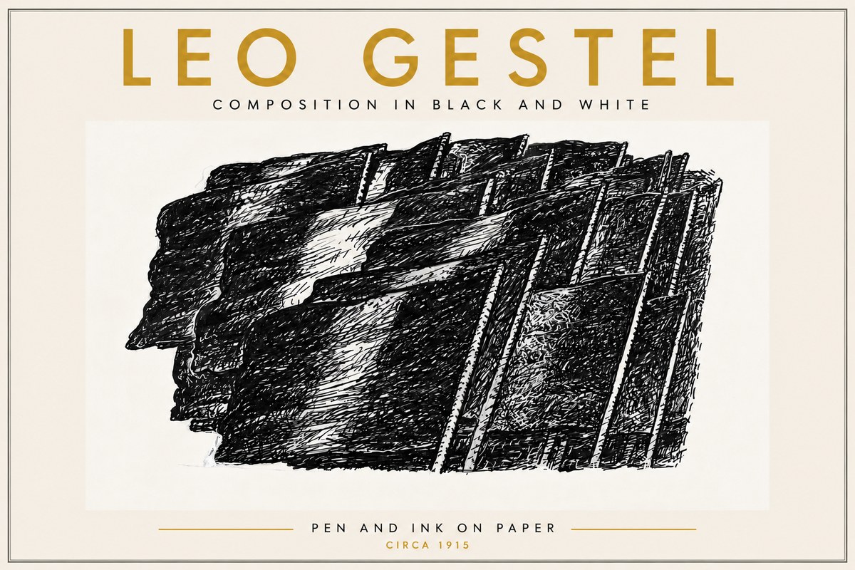 Leo Gestel Composition in Black and White No6 - Póster