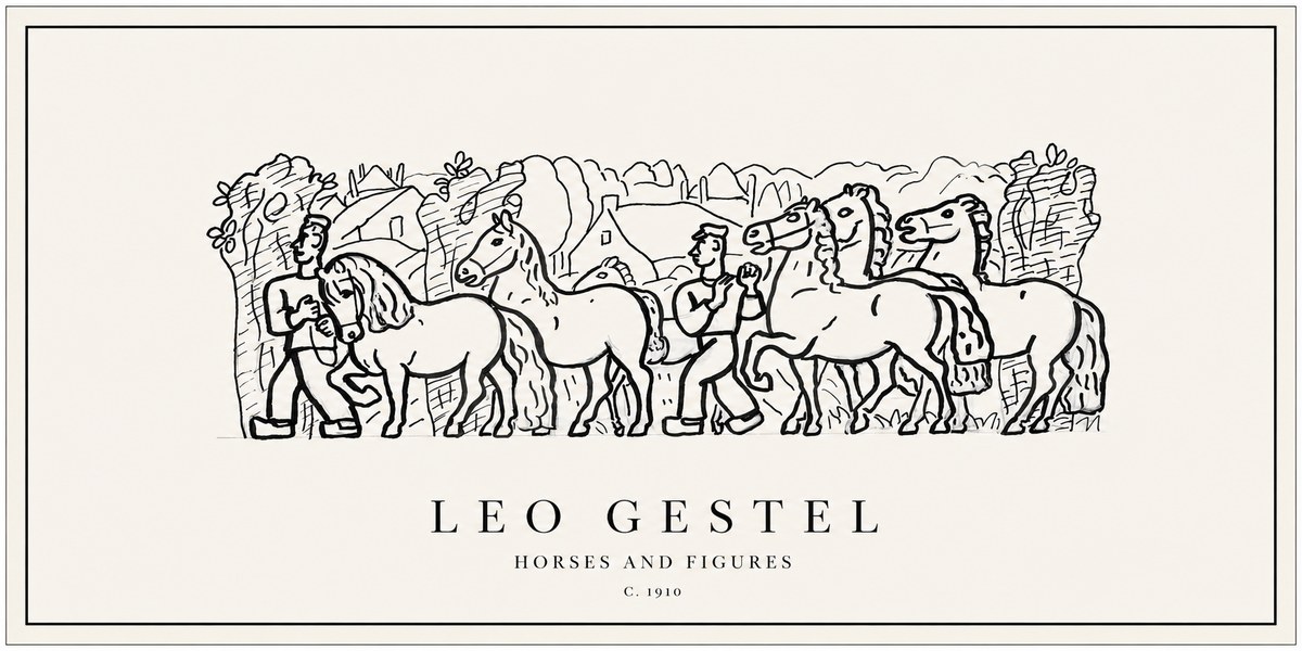 Leo Gestel Horses and Figures No1 - Póster