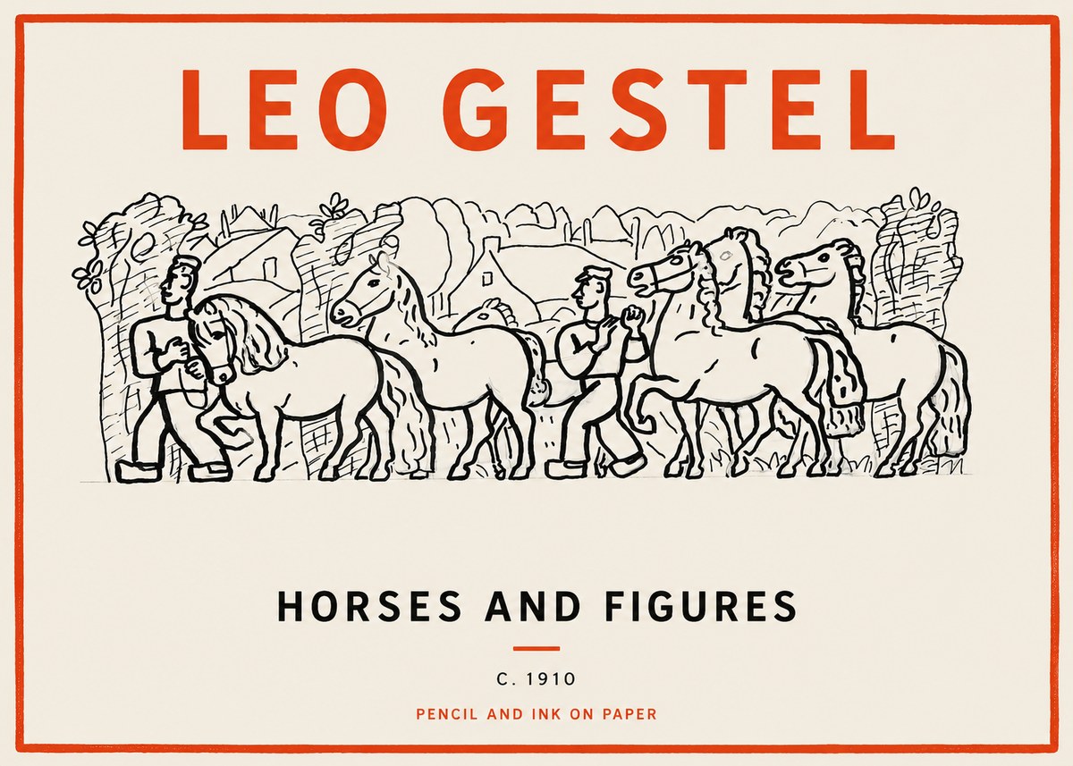 Leo Gestel Horses and Figures No2 - Póster