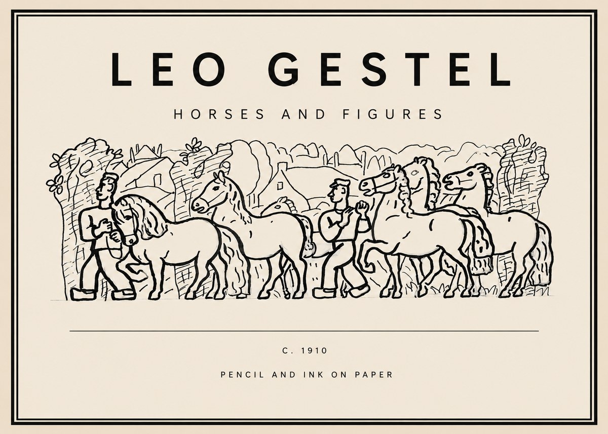 Leo Gestel Horses and Figures No3 - Póster