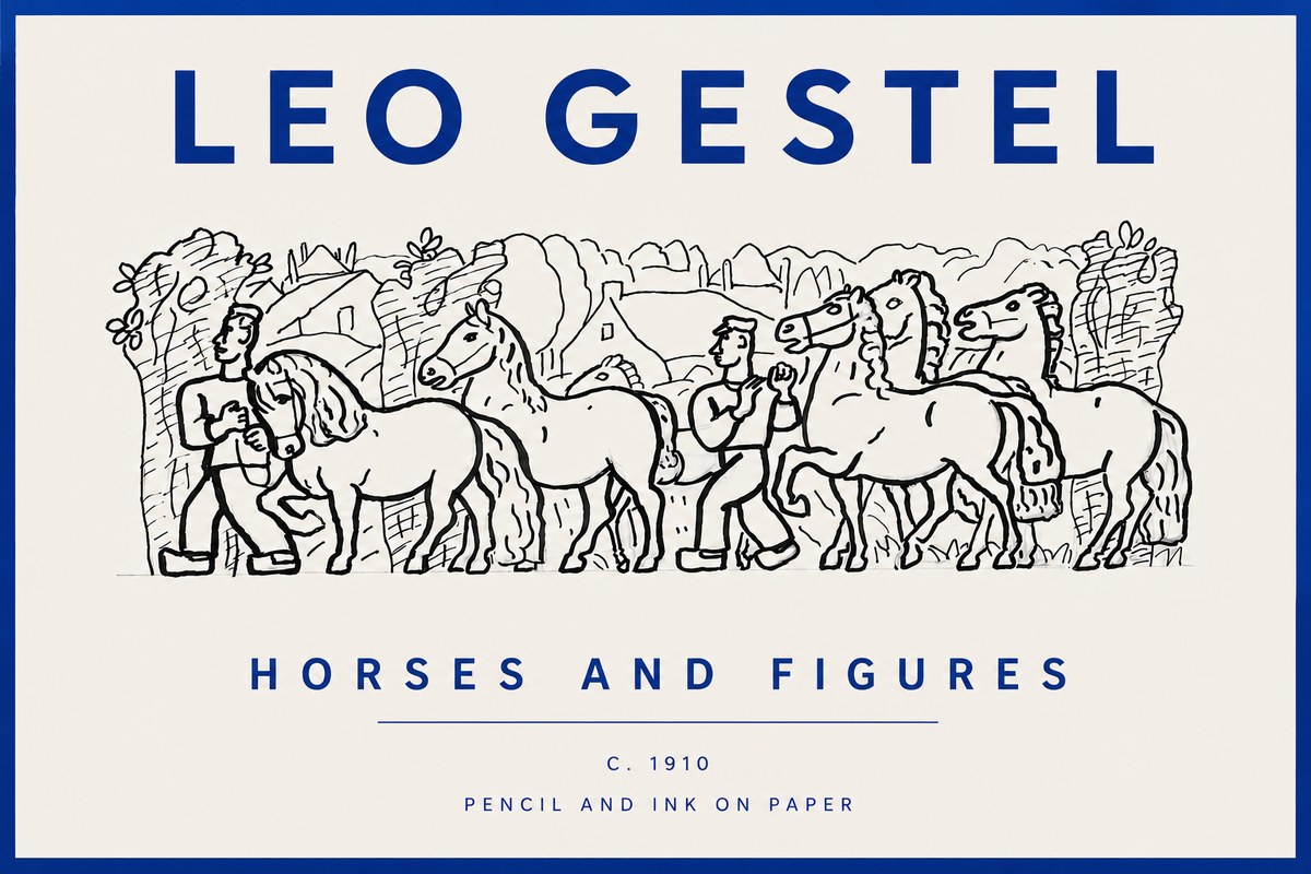Leo Gestel Horses and Figures No5 - Póster