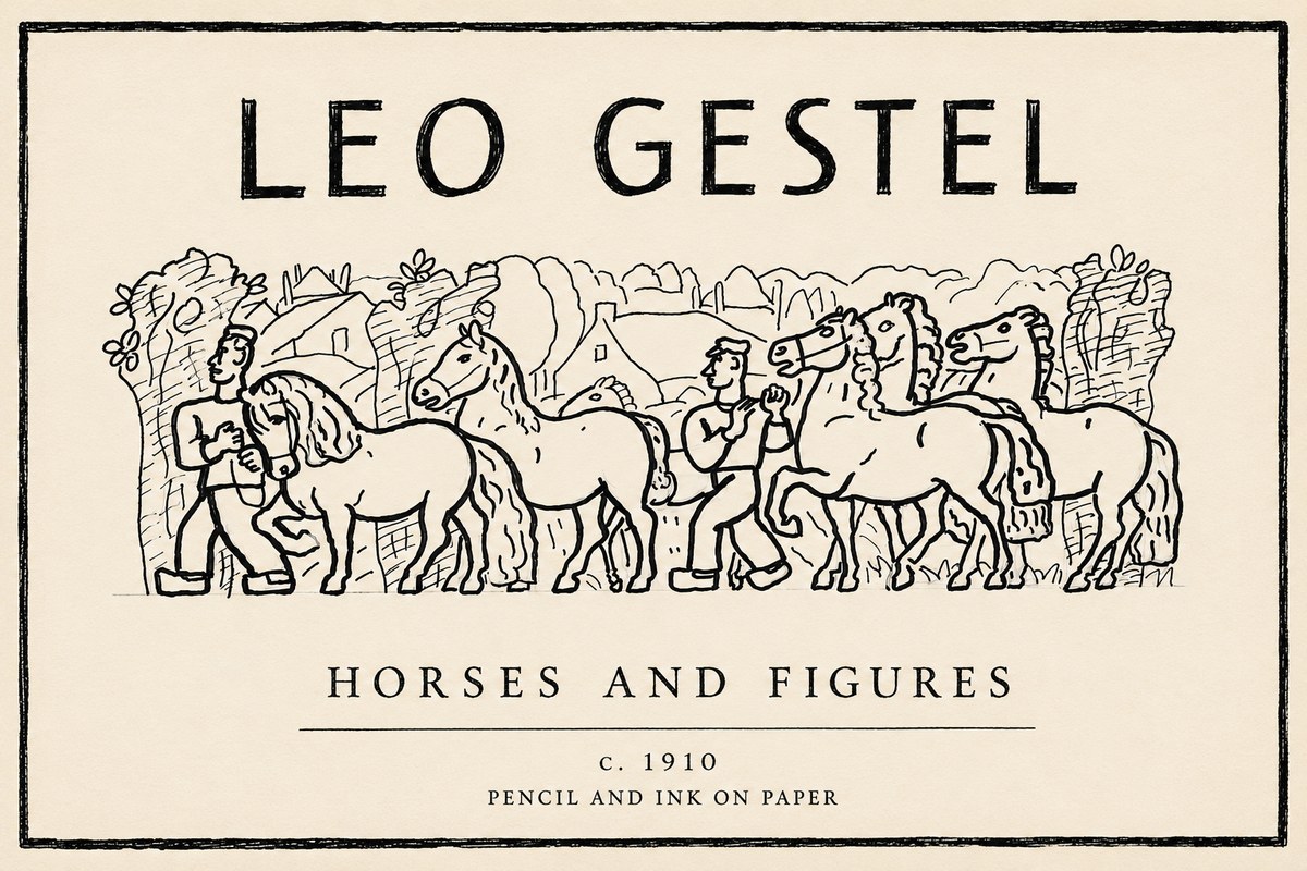 Leo Gestel Horses and Figures No6 - Póster