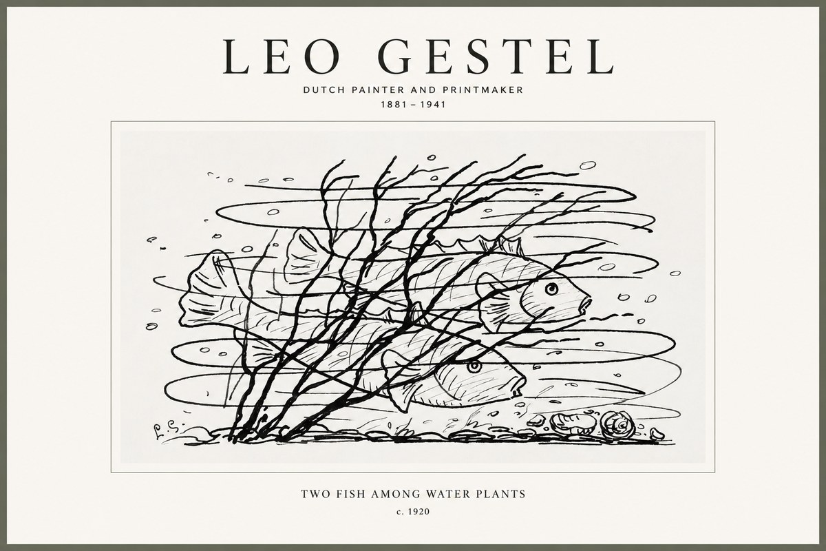 Leo Gestel Two Fish Among Water Plants No1 - Póster