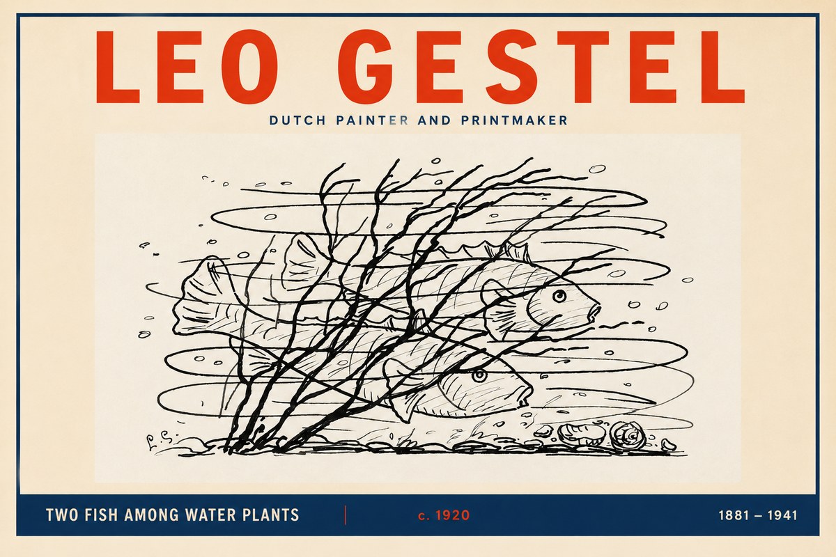 Leo Gestel Two Fish Among Water Plants No2 - Póster