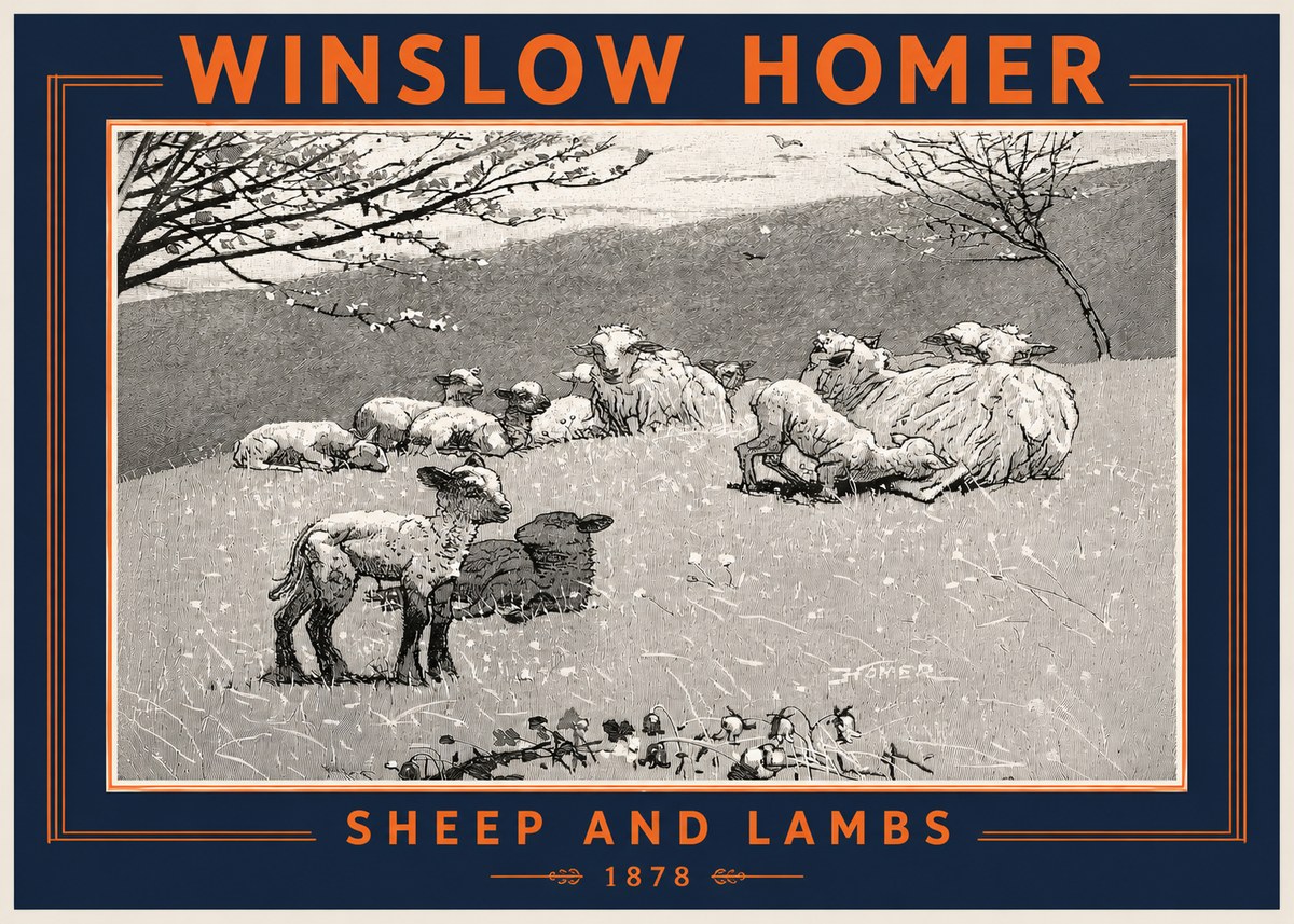 Winslow Homer Sheep and Lambs No3 - Póster