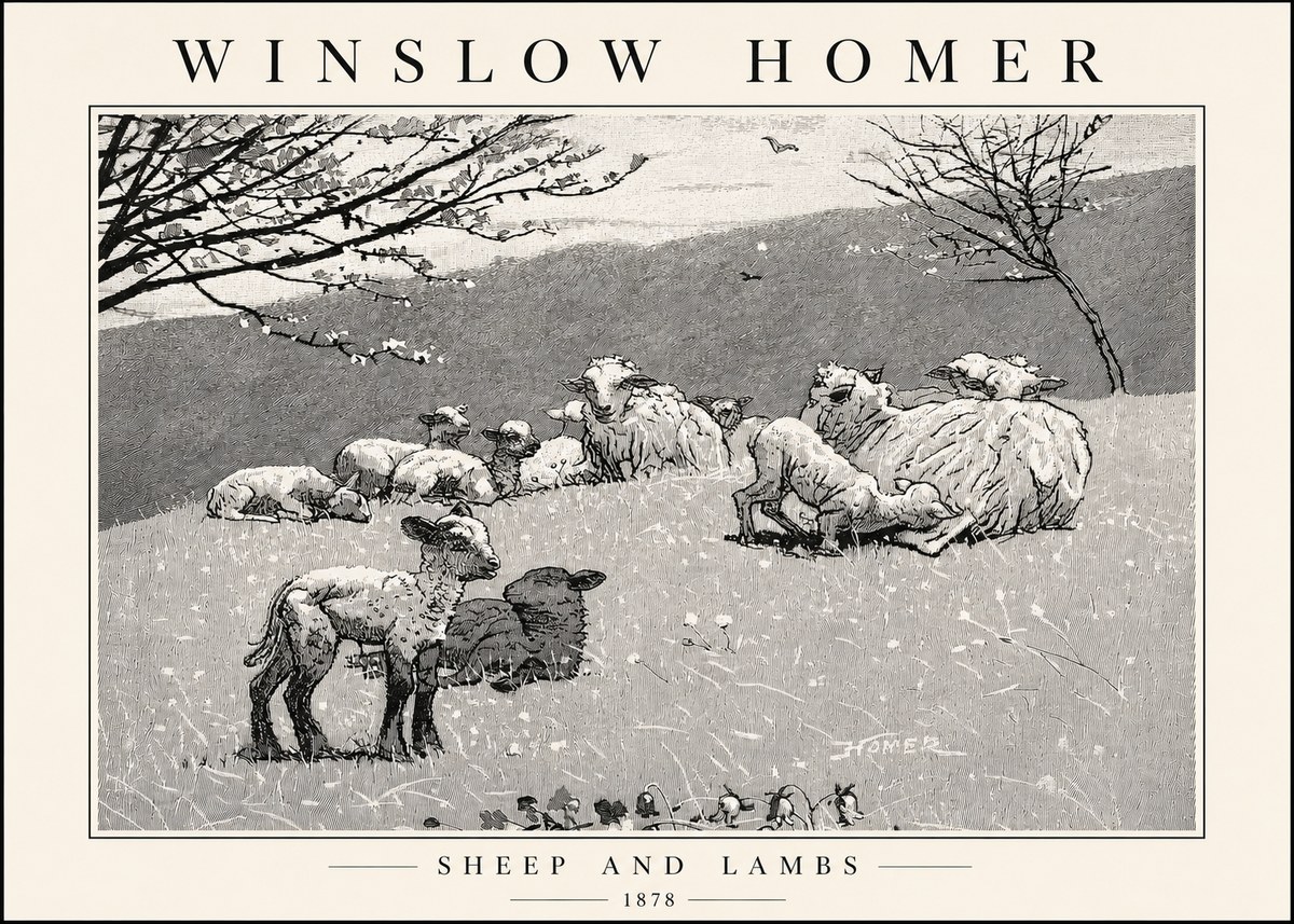 Winslow Homer Sheep and Lambs No4 - Póster