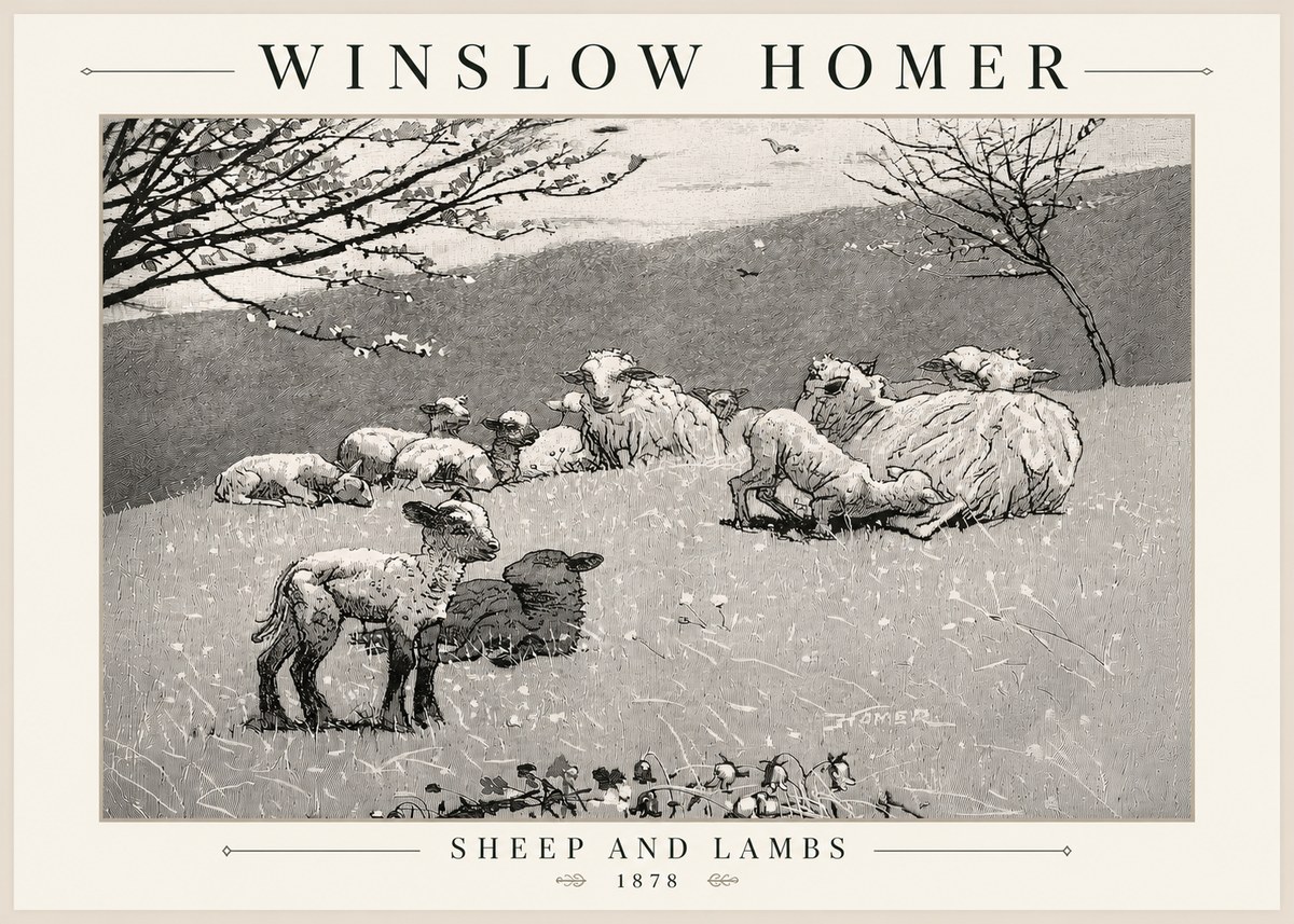 Winslow Homer Sheep and Lambs No5 - Póster