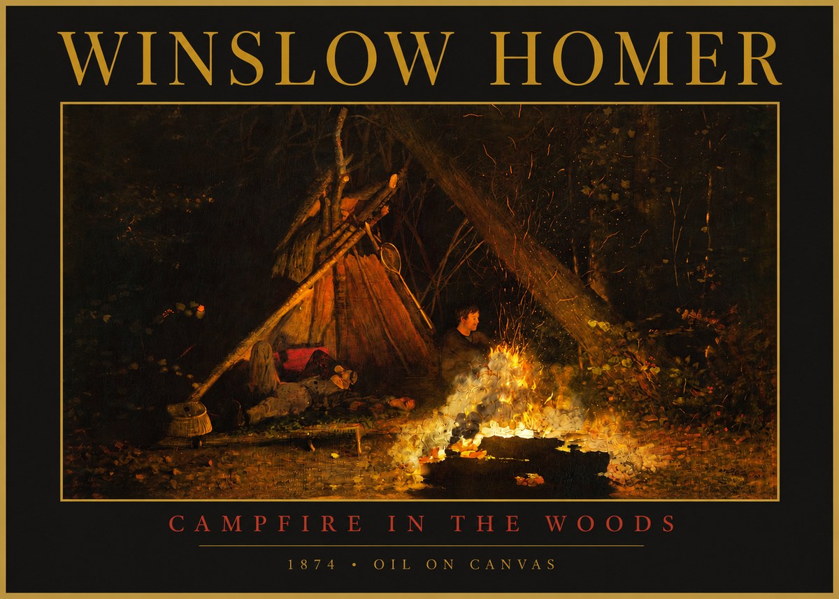 Winslow Homer Campfire in the Woods No2 - Póster