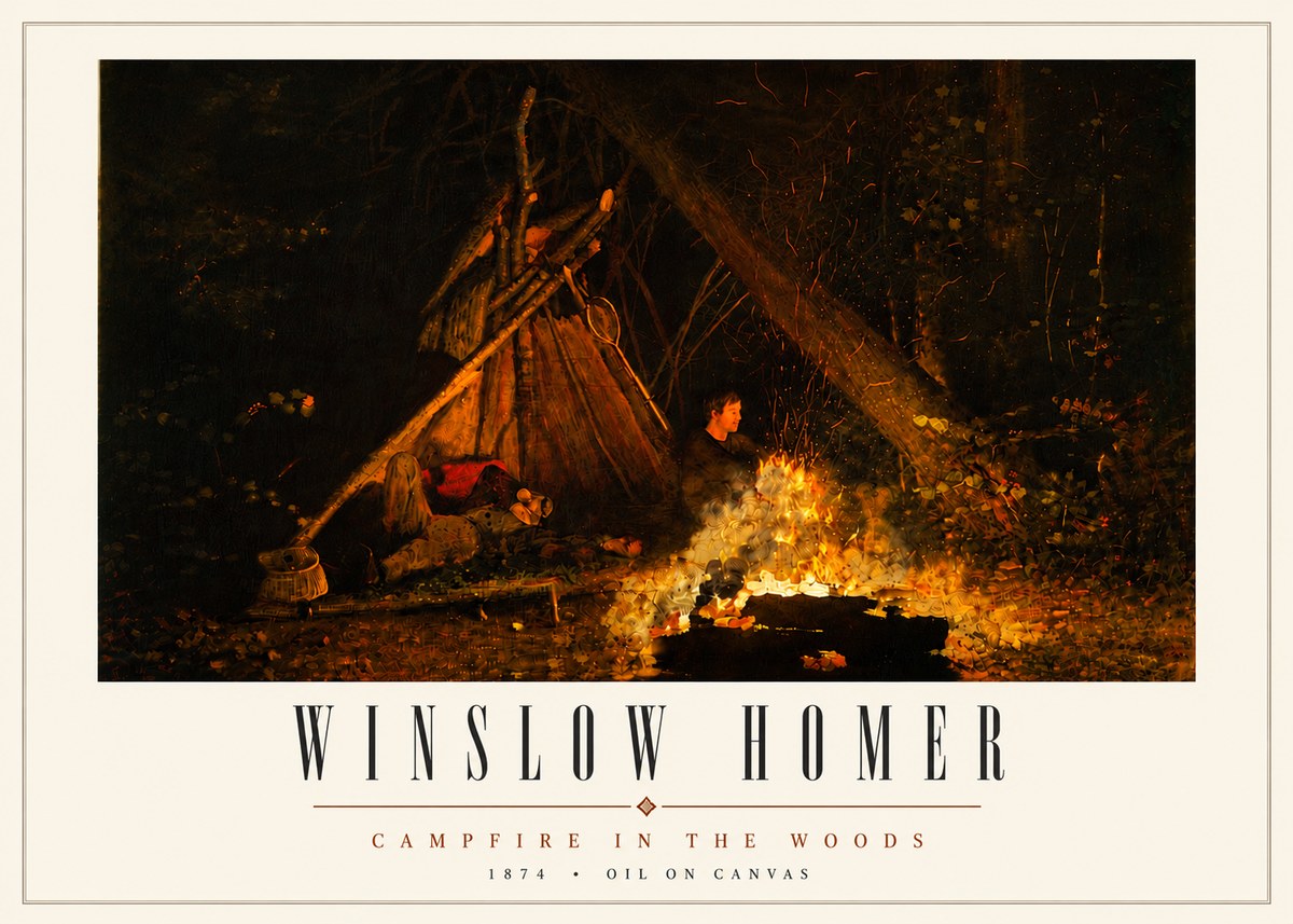 Winslow Homer Campfire in the Woods No5 - Póster