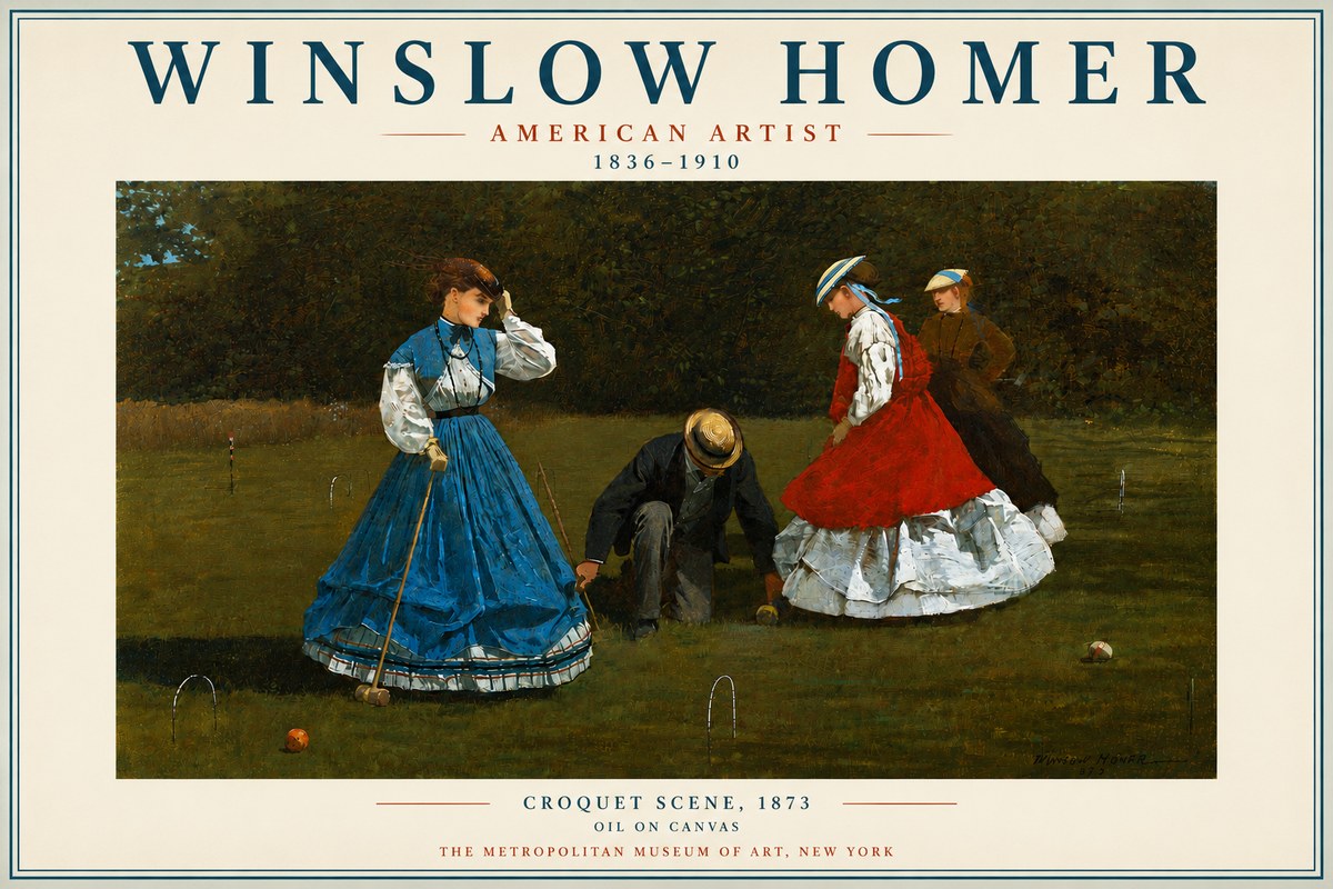 Winslow Homer Croquet Scene No4 - Póster