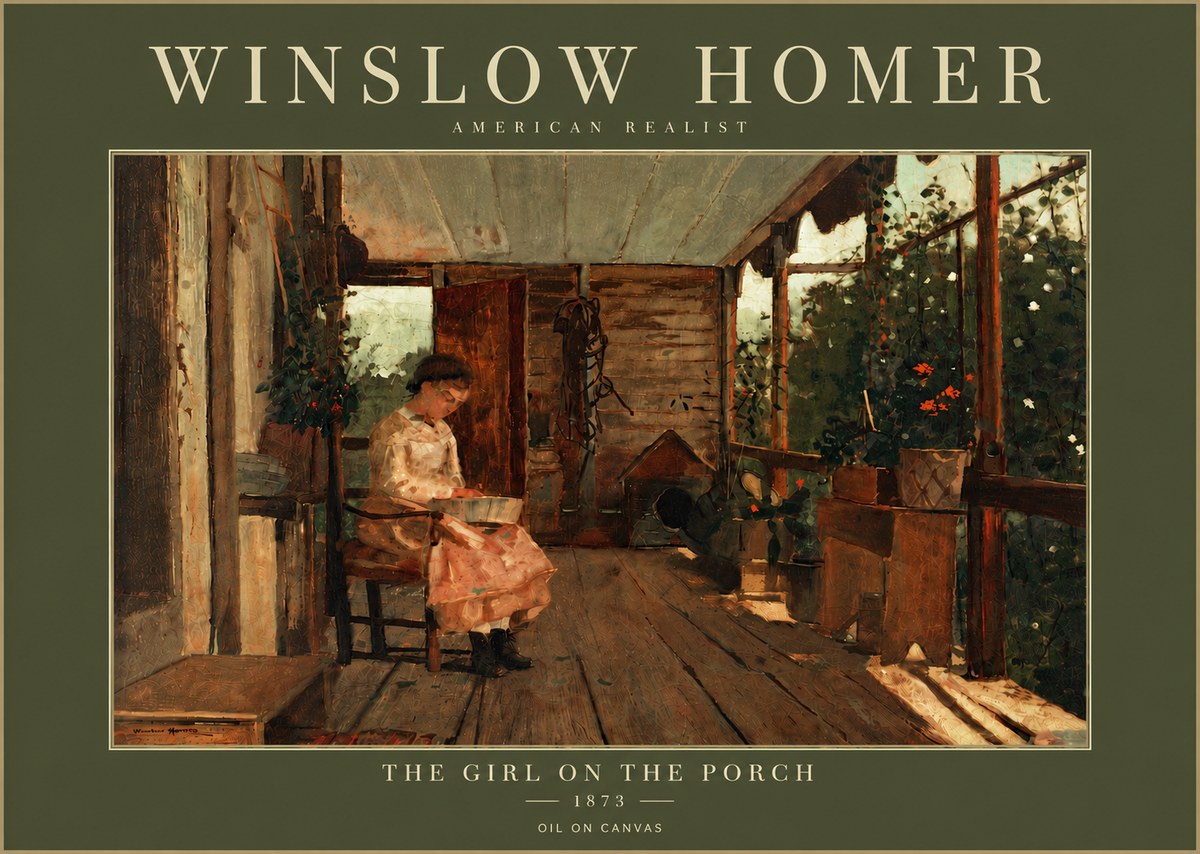 Winslow Homer The Girl on the Porch No5 - Póster