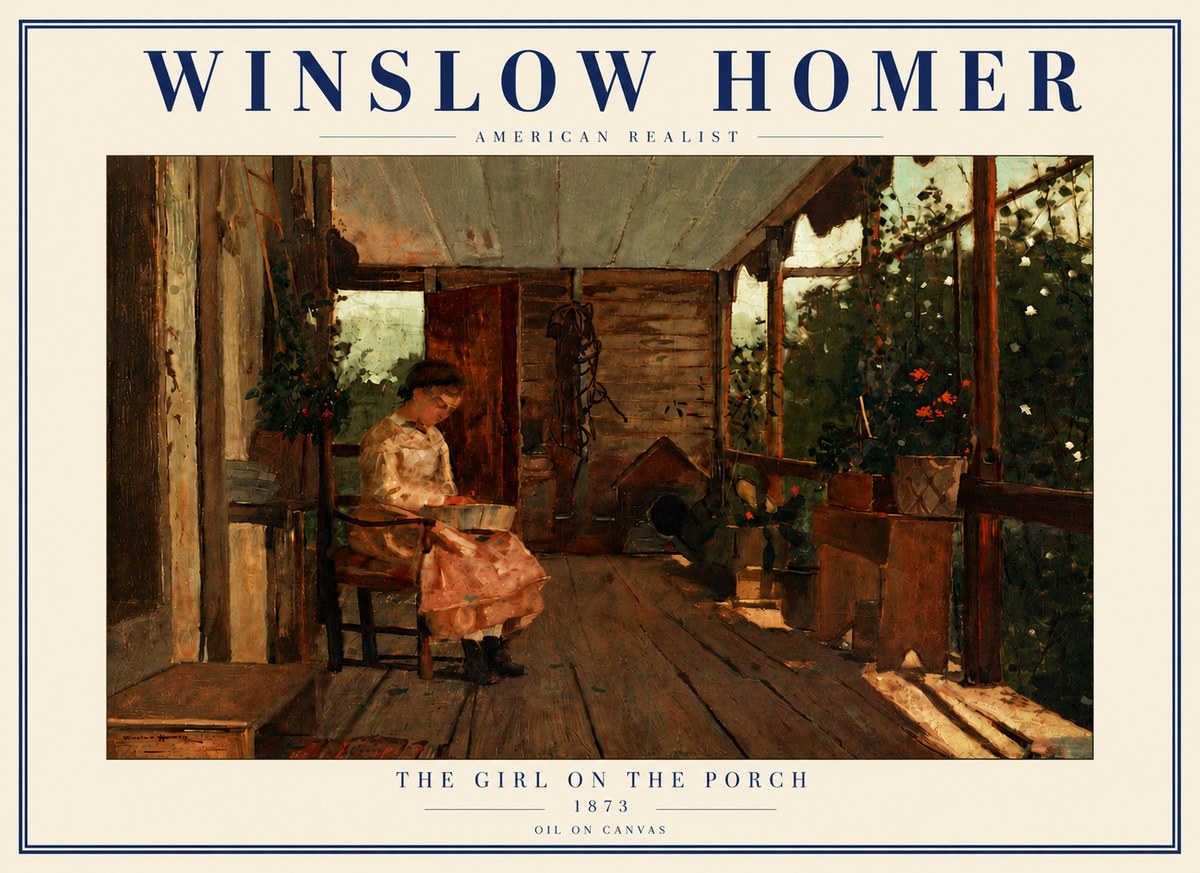 Winslow Homer The Girl on the Porch No6 - Póster