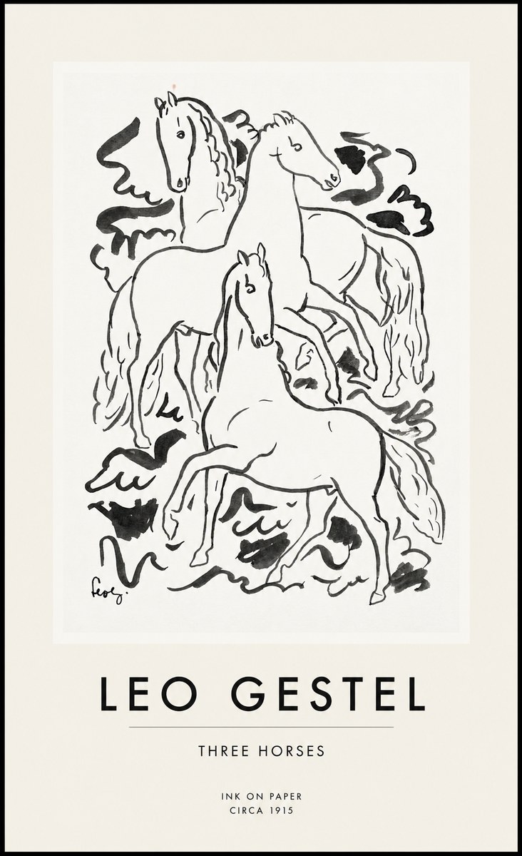 Leo Gestel Three Horses No1 - Póster
