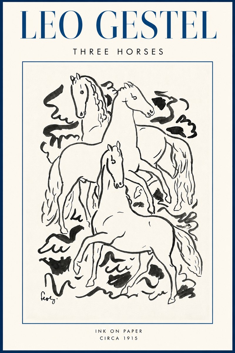 Leo Gestel Three Horses No2 - Póster