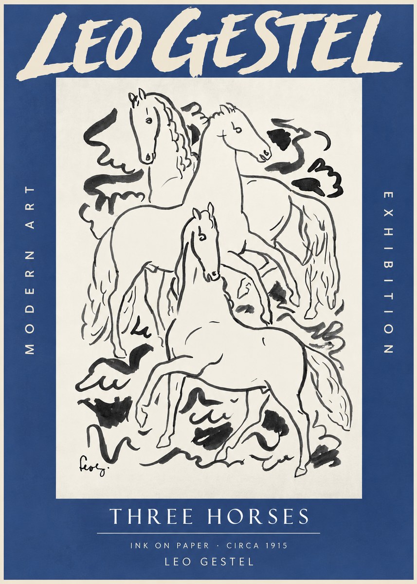 Leo Gestel Three Horses No3 - Póster