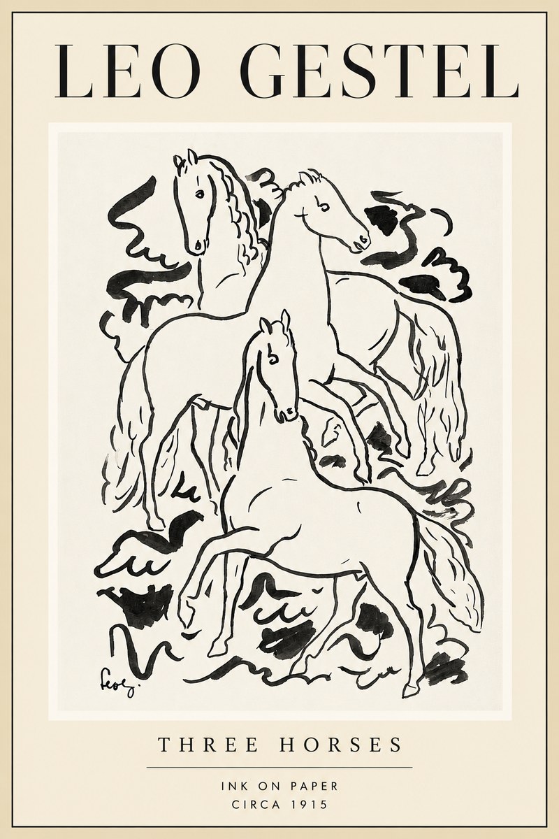 Leo Gestel Three Horses No4 - Póster