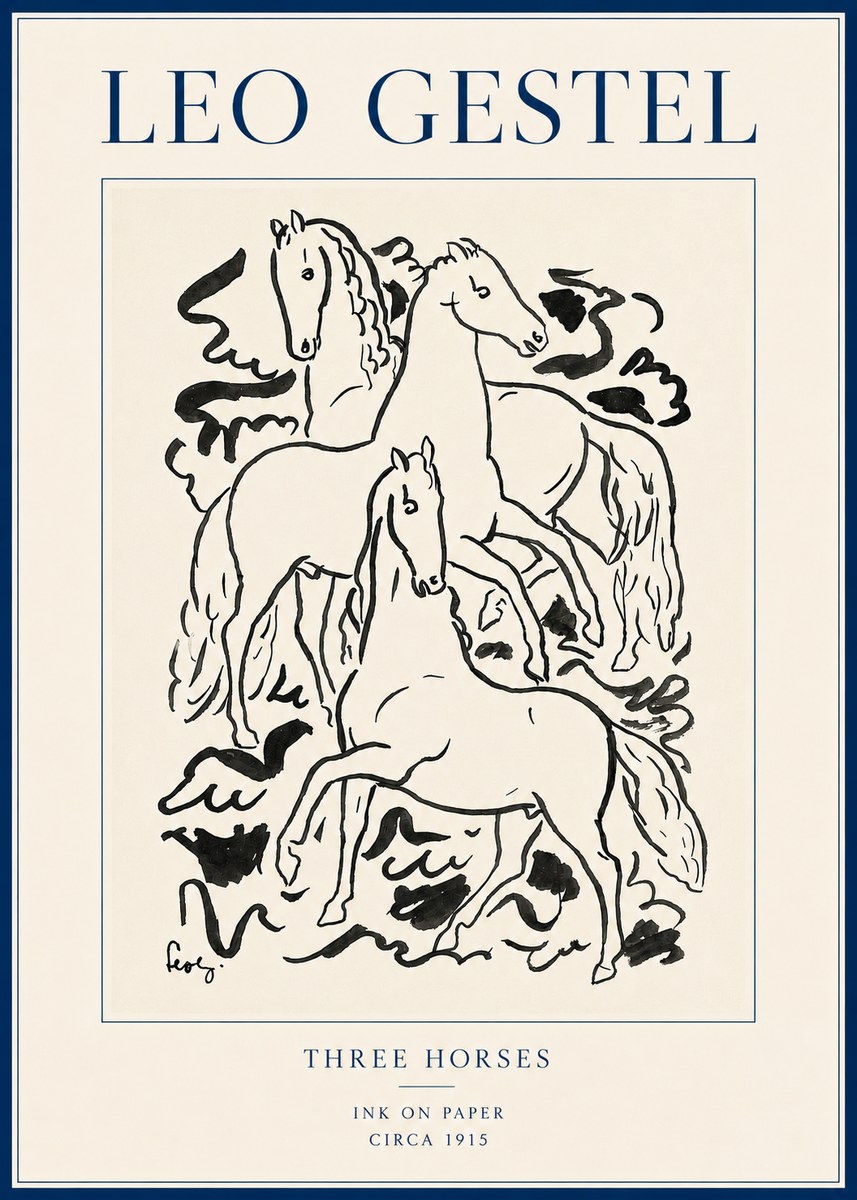 Leo Gestel Three Horses No6 - Póster