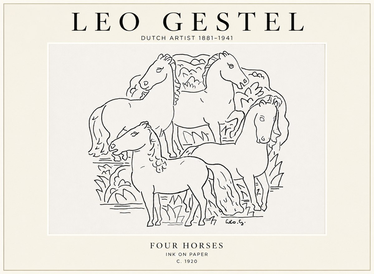 Leo Gestel Four Horses No1 - Póster