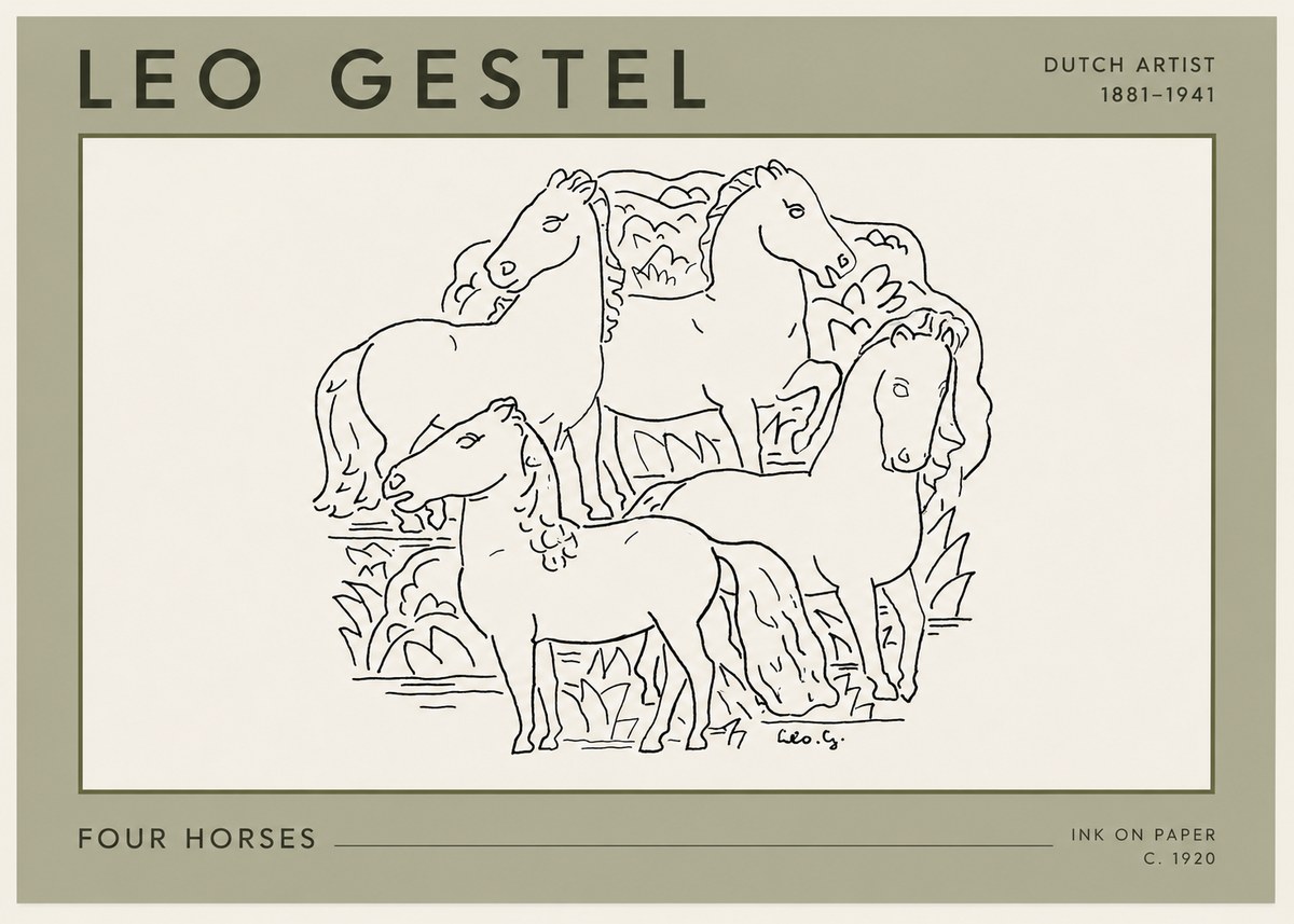 Leo Gestel Four Horses No3 - Póster