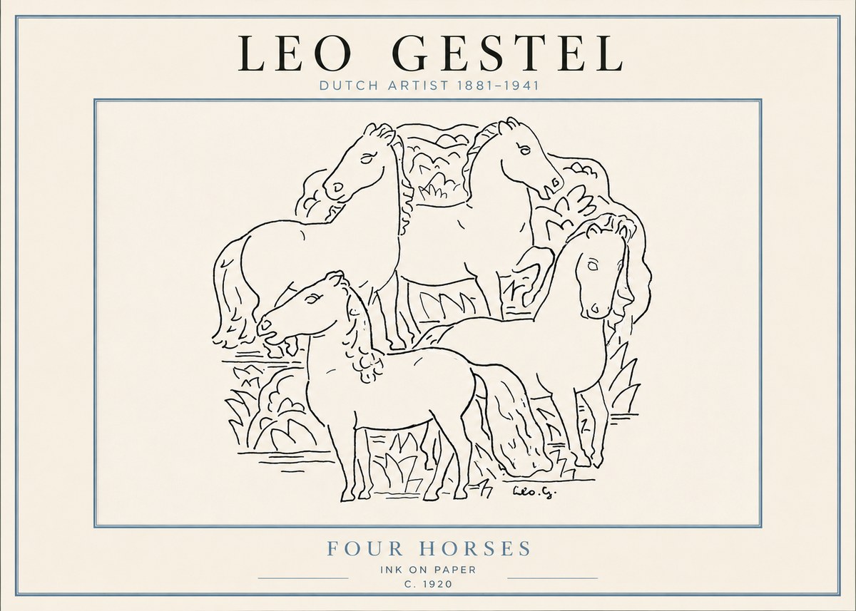 Leo Gestel Four Horses No4 - Póster