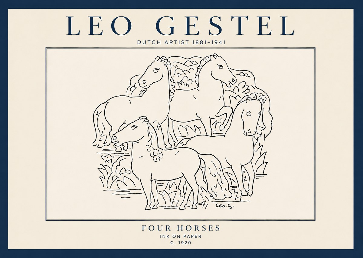Leo Gestel Four Horses No5 - Póster