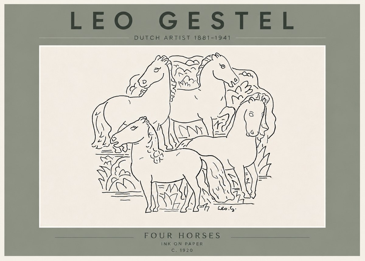 Leo Gestel Four Horses No6 - Póster