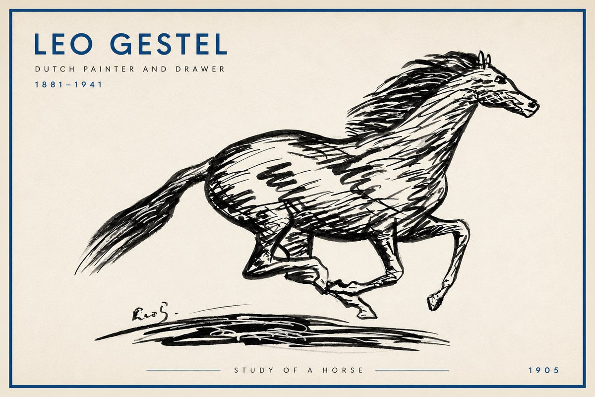 Leo Gestel Study of a Horse No3 - Póster