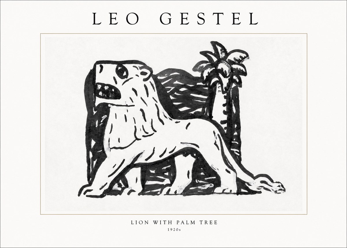 Leo Gestel Lion with Palm Tree No1 - Póster