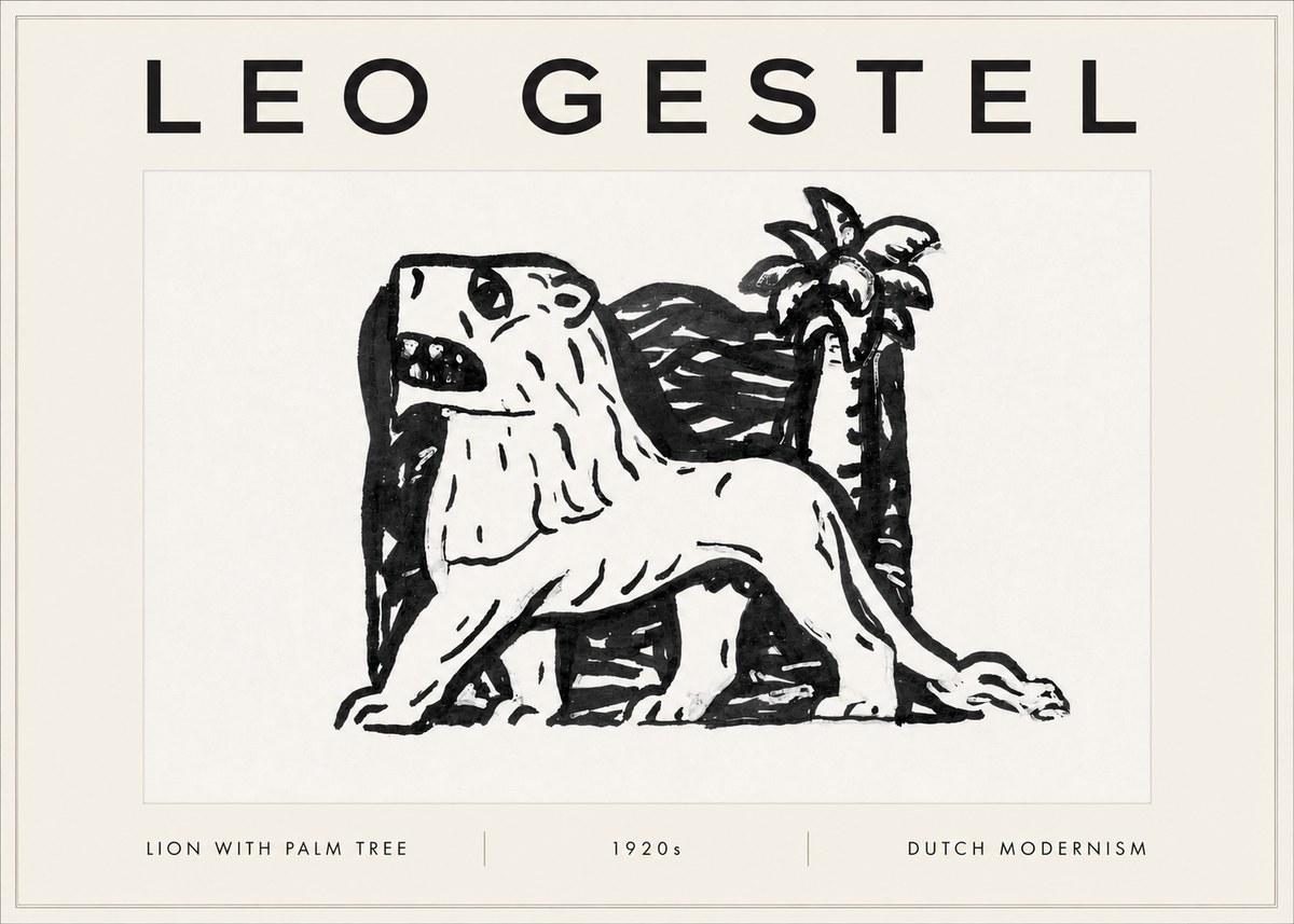 Leo Gestel Lion with Palm Tree No5 - Póster